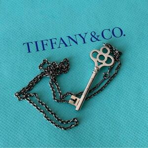 Tiffany & Co. Sterling Silver Crown Key Pendant with 24” Chain